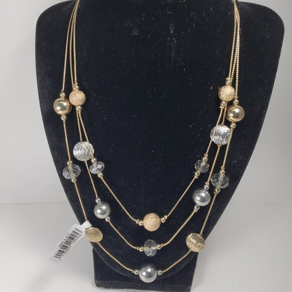 Layered Gold & Silver Beaded Necklace — Multi‑Strand Statement Fashion Jewelry - Picture 7 of 10